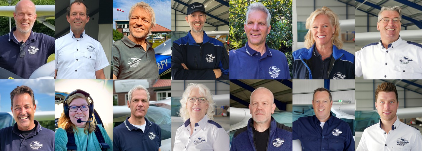 Teamfoto Adventure Flights - Vlieginstructeurs en Havenmeester